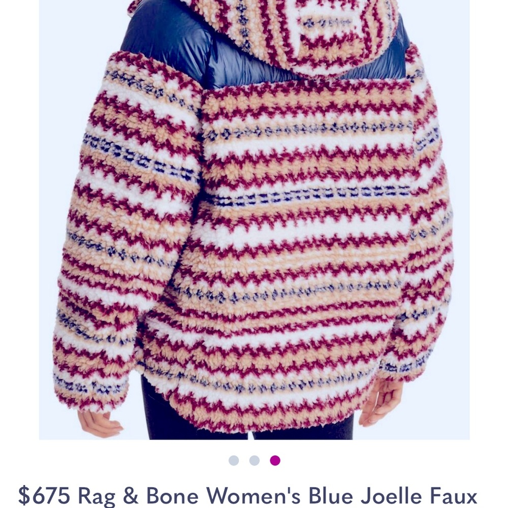 New Rag & Bone Women’s Joelle Sherpa Printed Puffer Down Jacket Size M. NWOT - Picture 3 of 5